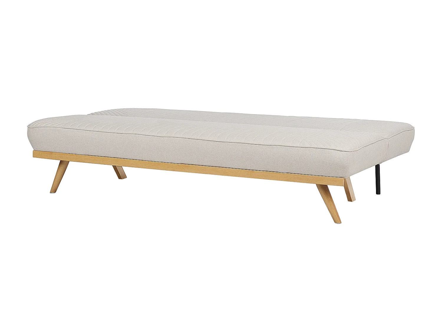 2-Sitzer Schlafsofa Stoffbezug beige gesteppt hohe Metallbeine Skandi Kalfafell