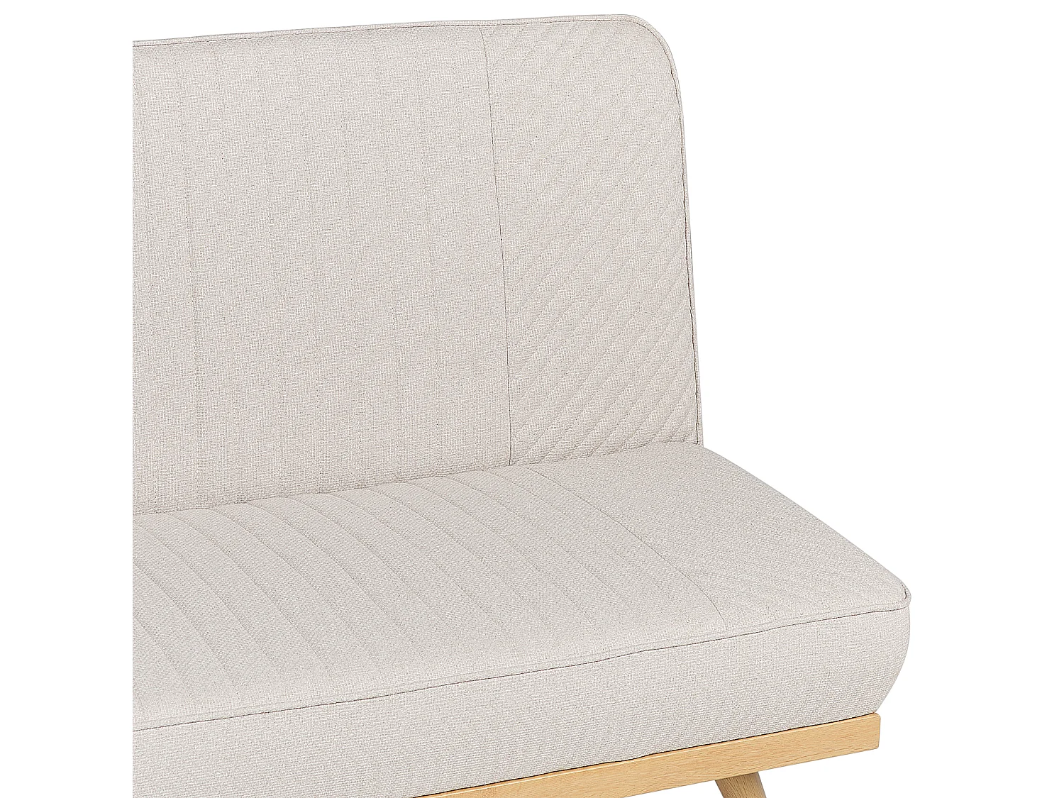 2-Sitzer Schlafsofa Stoffbezug beige gesteppt hohe Metallbeine Skandi Kalfafell