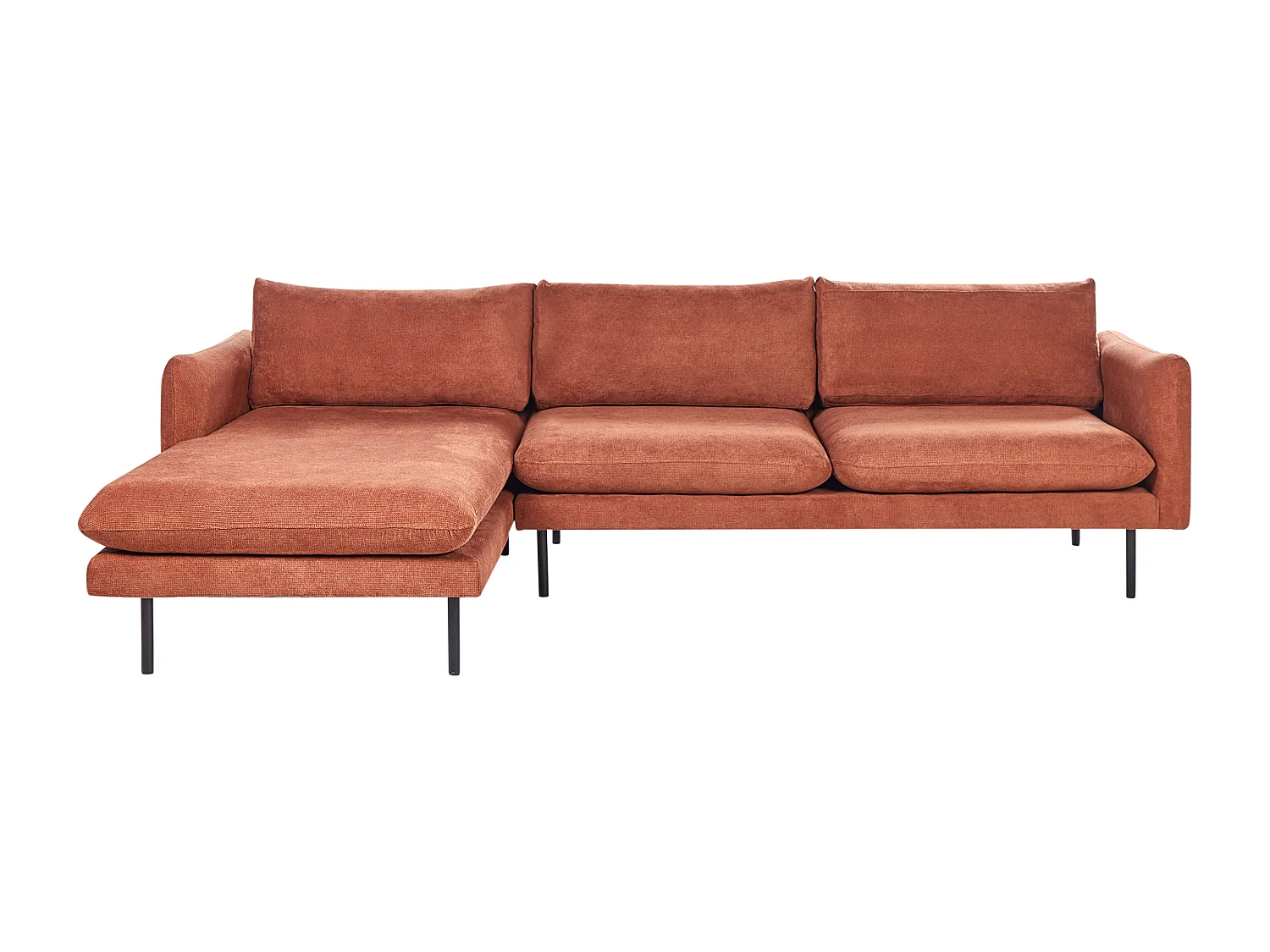 Canapé d'Angle à Droite Moderne 4 places Siège Rembourré en Tissu Chenille Marron Doré Pieds Noirs Vinterbro