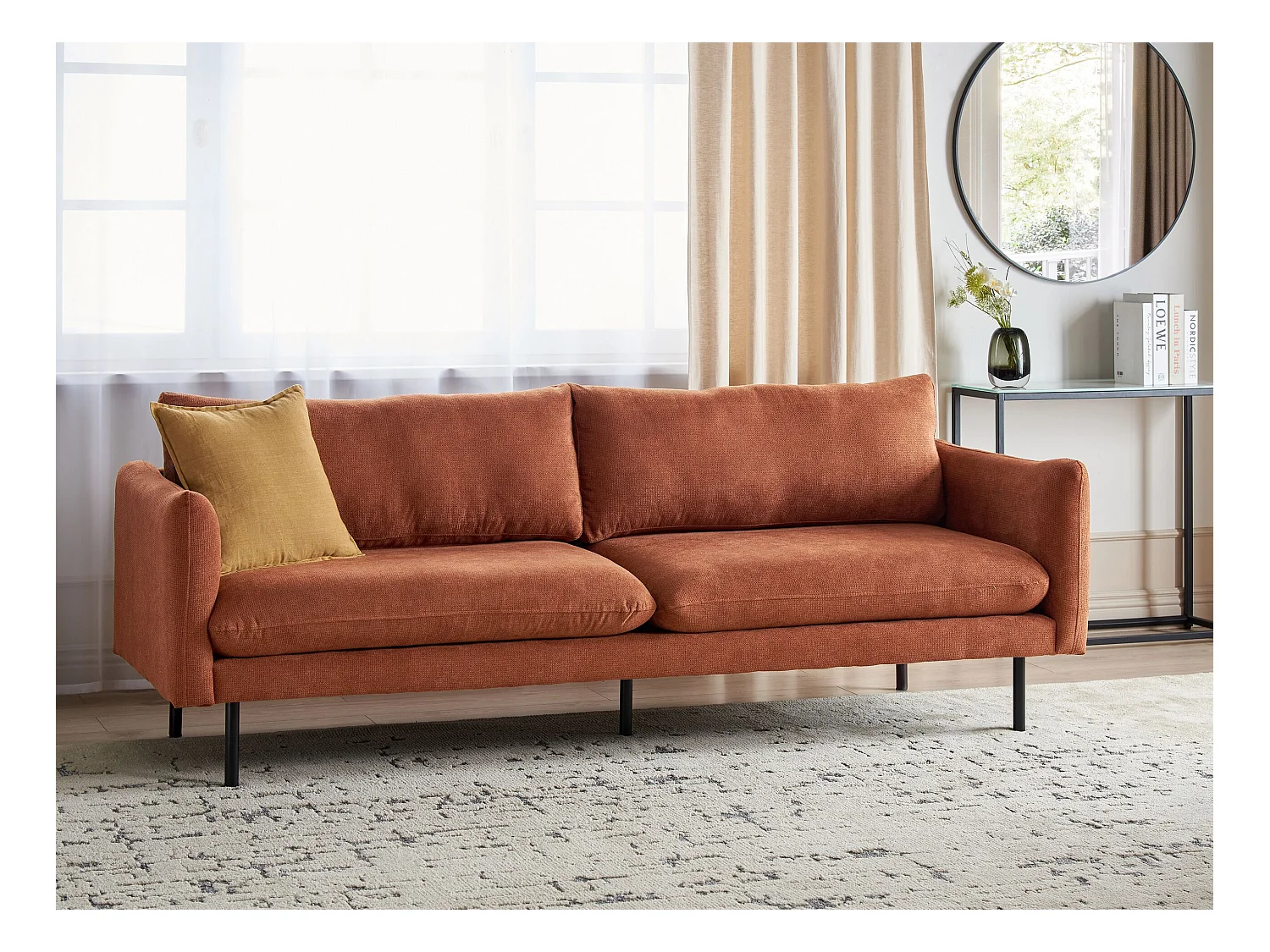 Sofa VINTERBRO Chenillegewebe Goldbraun 3-Sitzer