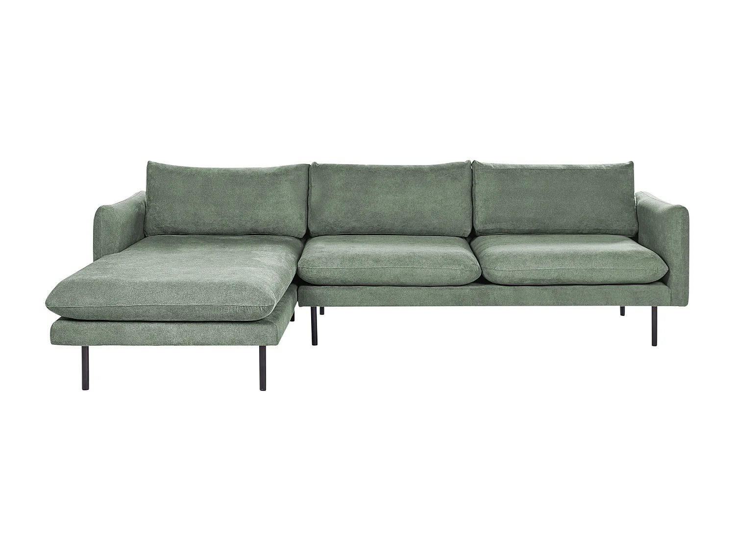 Canapé d'Angle à gauche Moderne 4 places Siège Rembourré en Tissu Chenille Vert Pieds Noirs Vinterbro