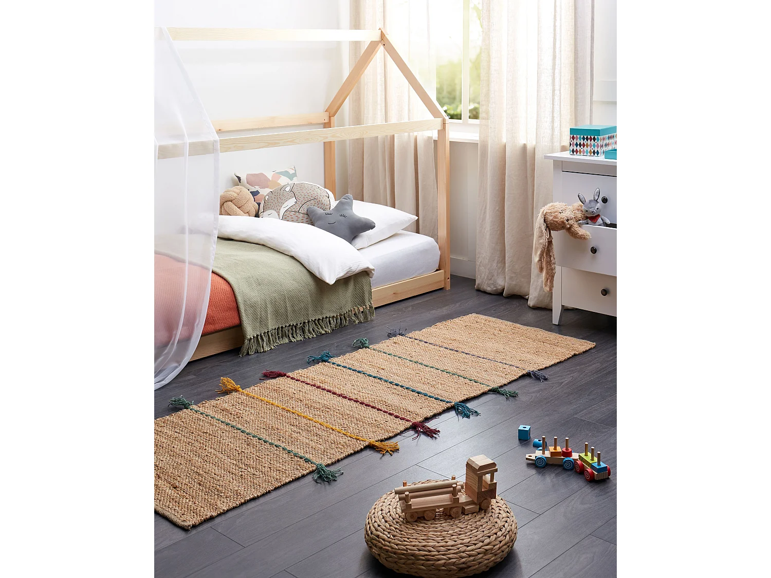 Vloerkleed jute beige 70 x 200 cm UZUNTA