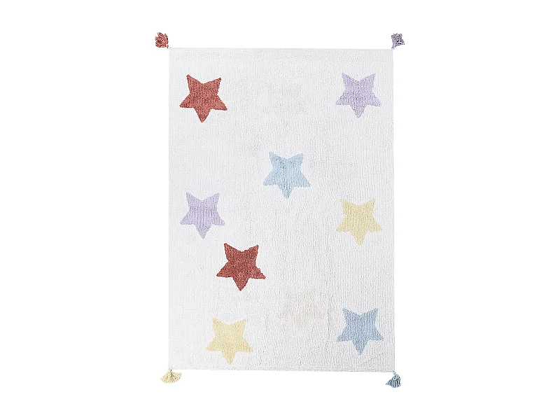 Kinderteppich aus Baumwolle Sterne 140 x 200 cm mehrfarbig MEREVI