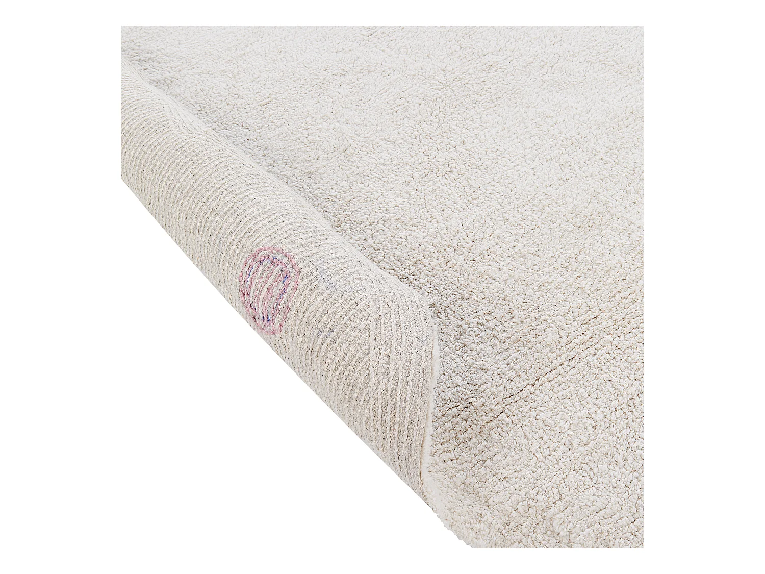 Teppich Baumwolle hellbeige ø 120 cm gepunktetes Muster Kurzflor DUREVI