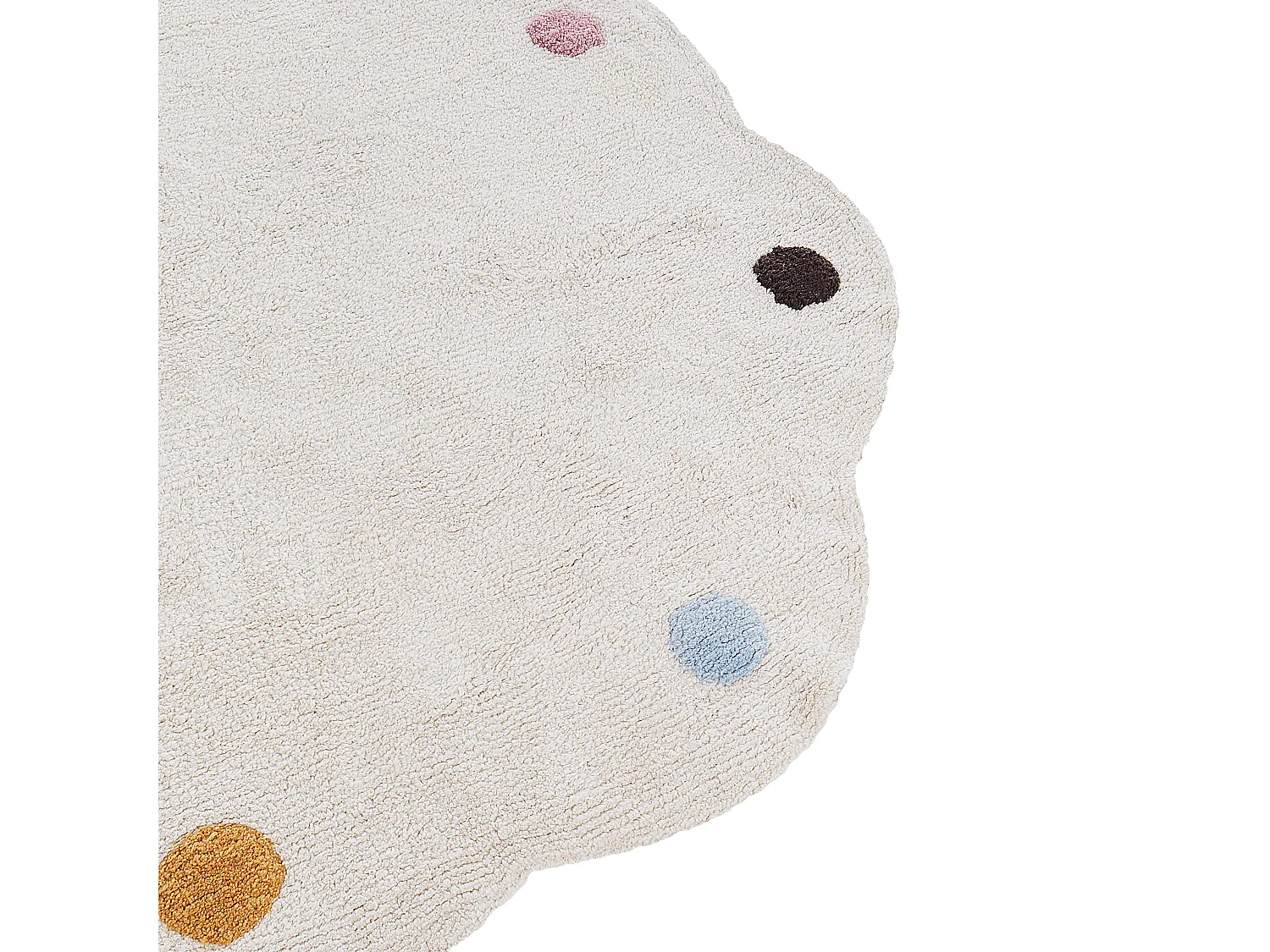 Teppich Baumwolle hellbeige ø 120 cm gepunktetes Muster Kurzflor DUREVI