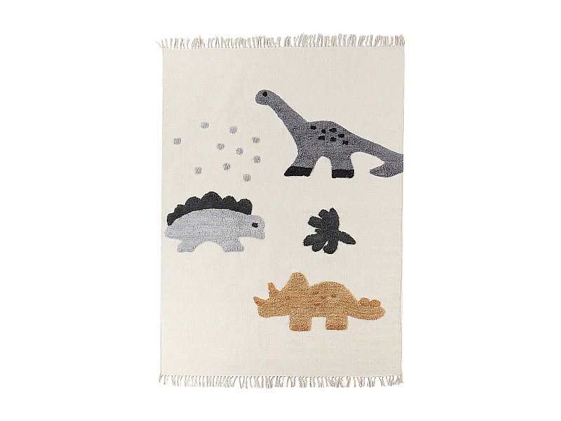 Alfombra de algodón beige motivo dinosaurios 140 x 200 cm GHARTA