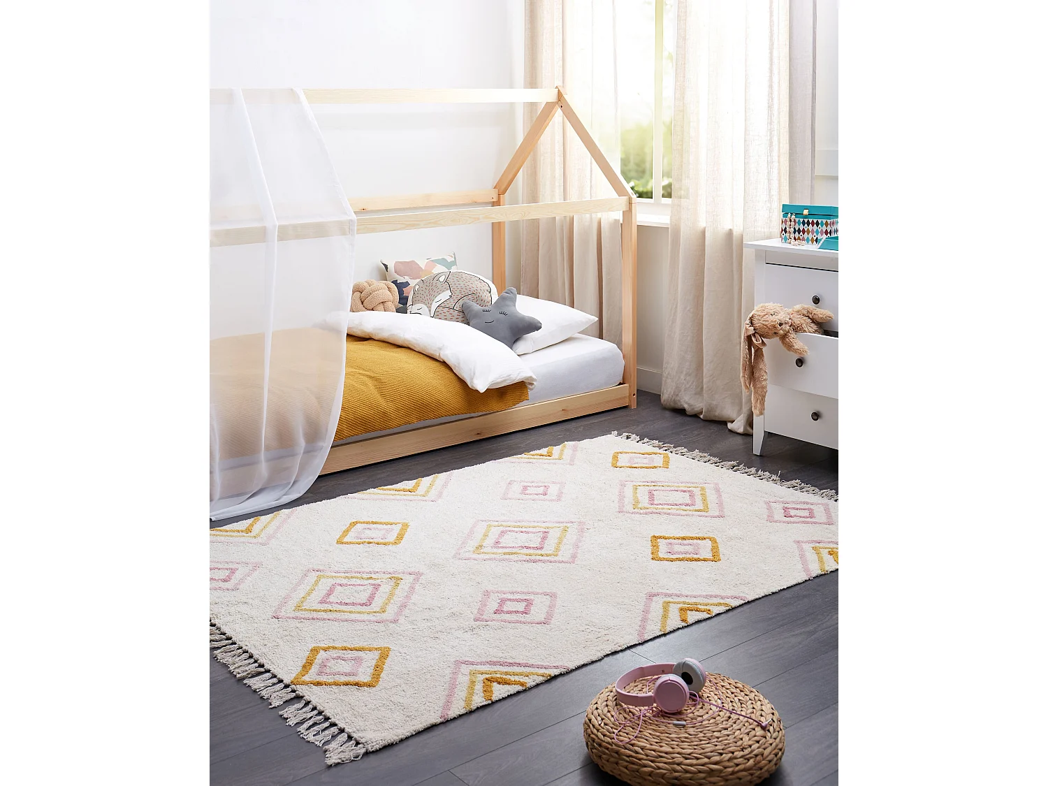 Tappeto cotone bianco sporco 140 x 200 cm LASHE