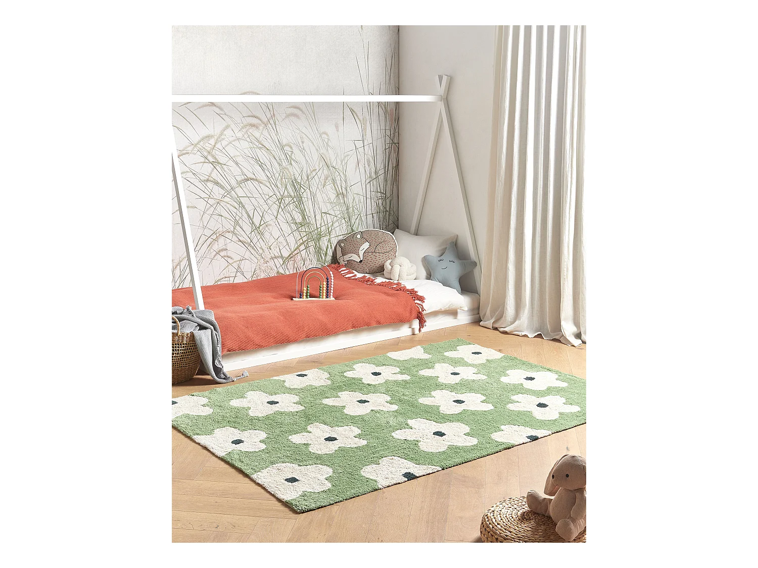 Tapis enfant MOKHVA Vert 140 x 200 cm Coton