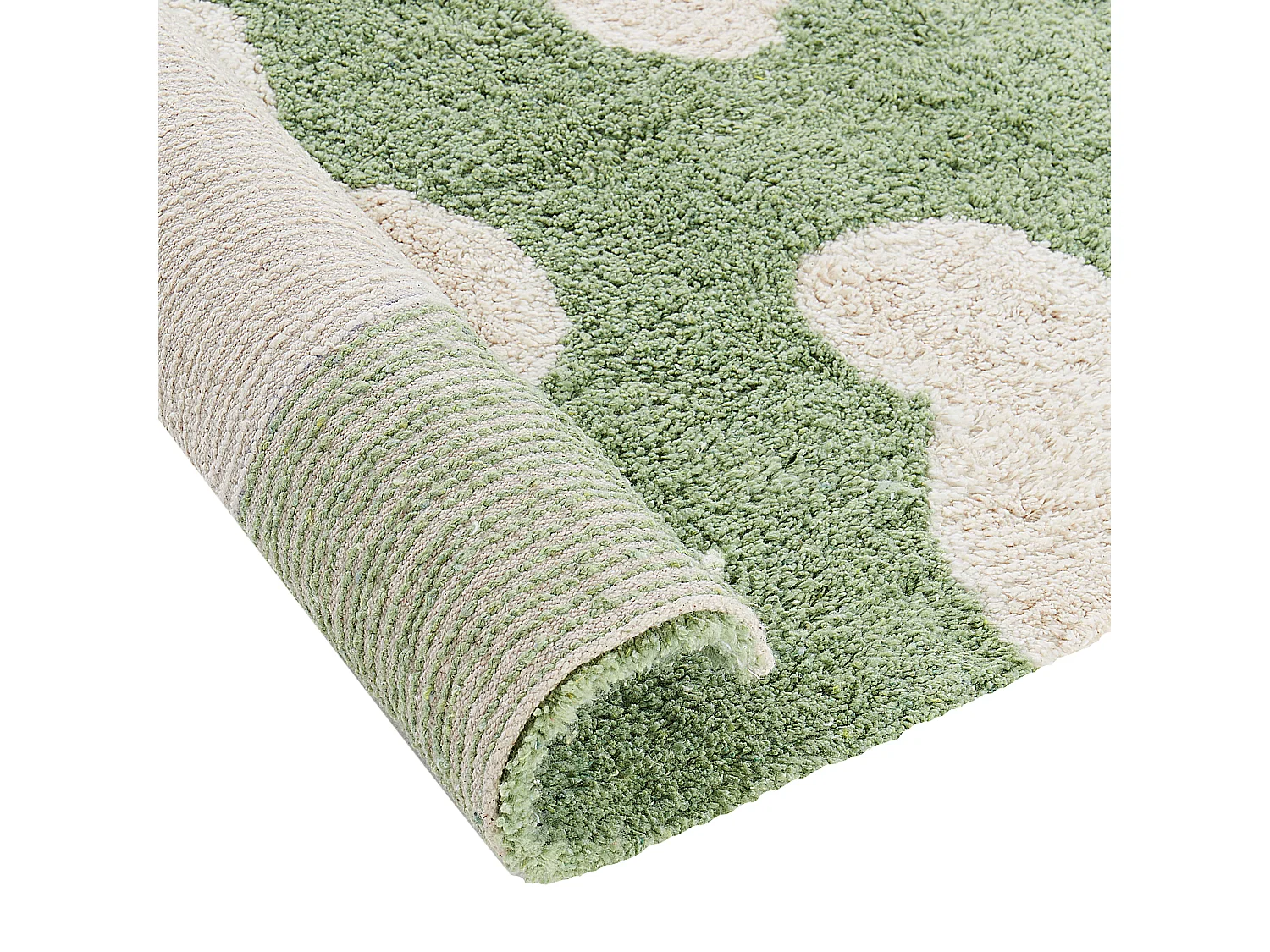 Alfombra de algodón verde motivo floral 140 x 200 cm MOKHVA