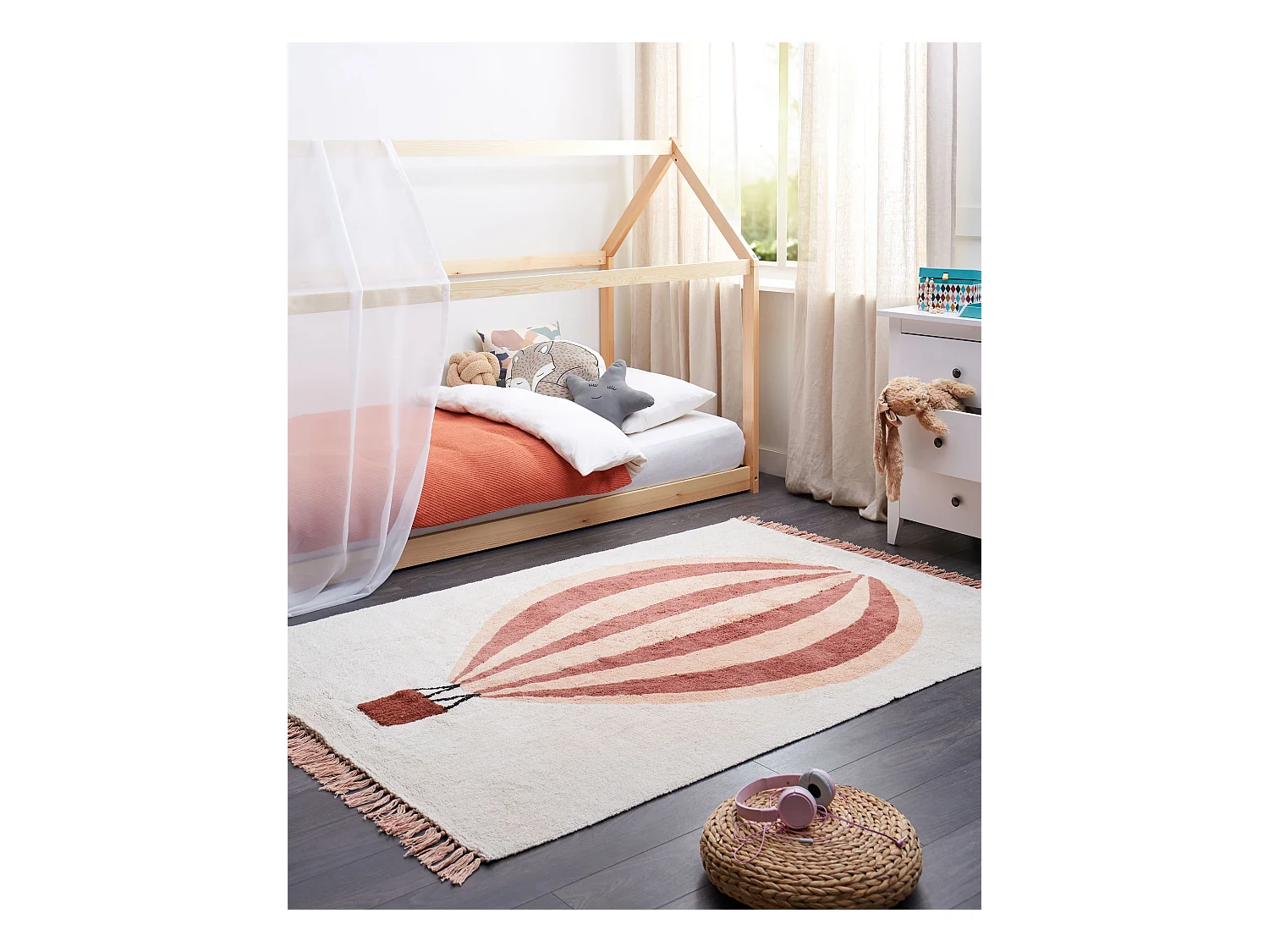 Tapis enfant BAZALETI Beige clair 140 x 200 cm Coton