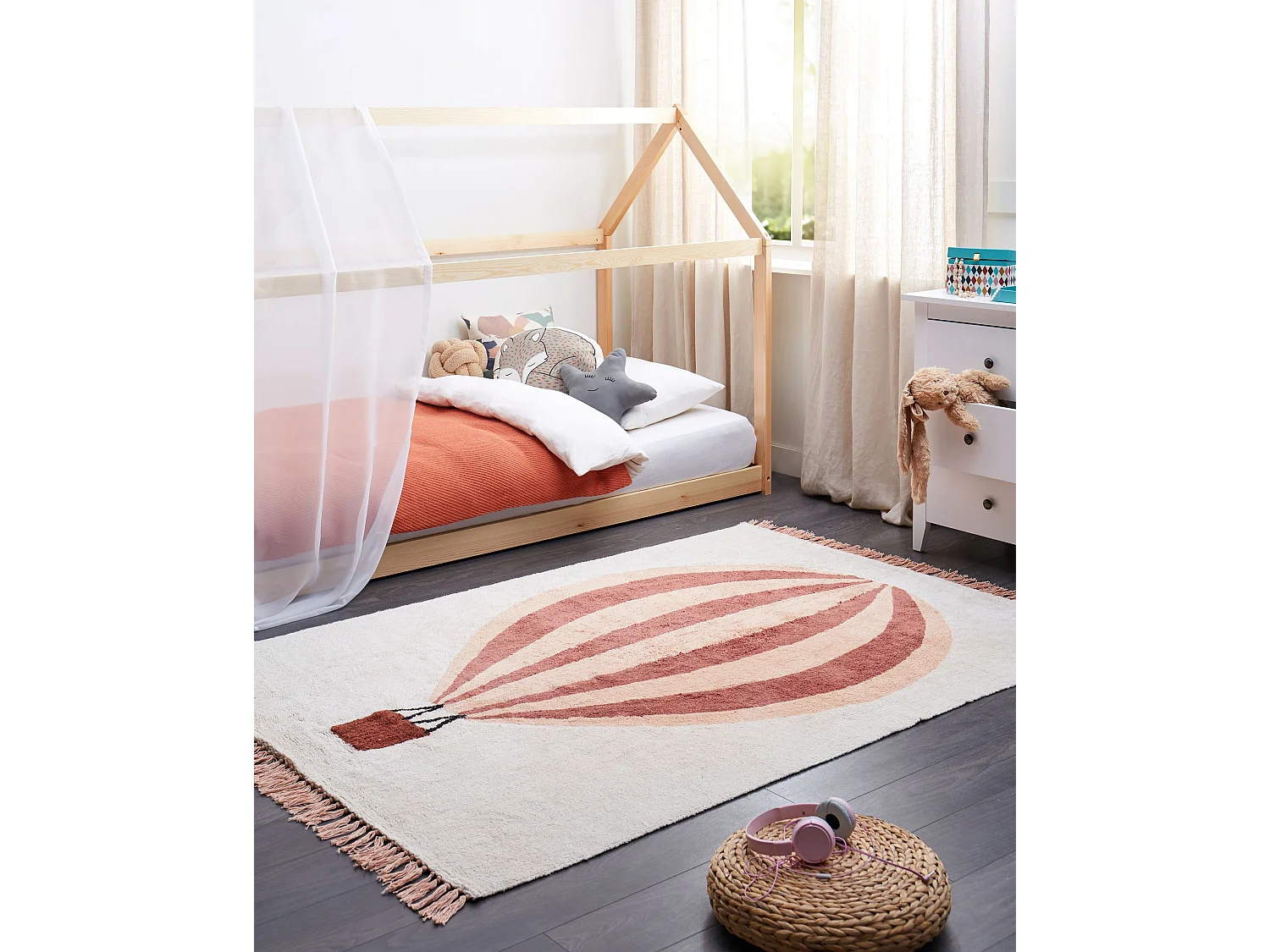 Tapis 140 x 200 en coton blanc cassé BAZALETI