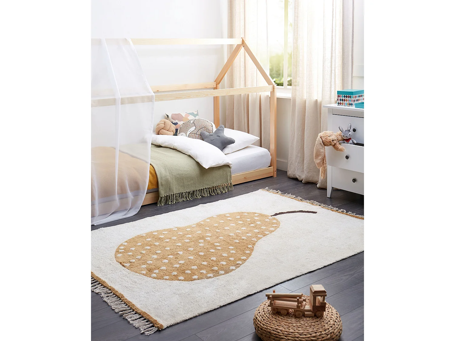 Vloerkleed katoen wit 140 x 200 cm KHIDARI