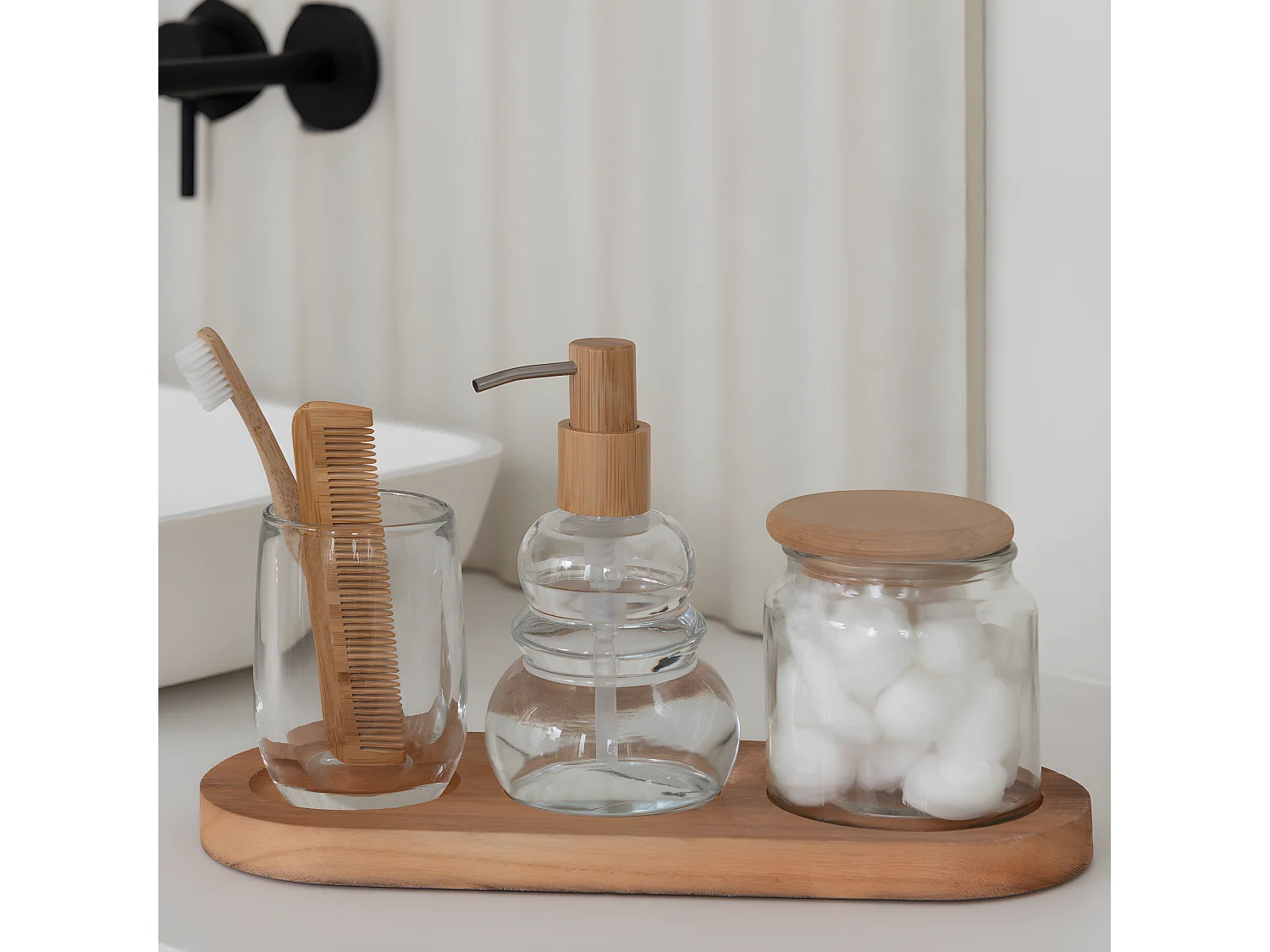 Lot de 4 Accessoires Salle de bain "Pure" 32cm Transparent