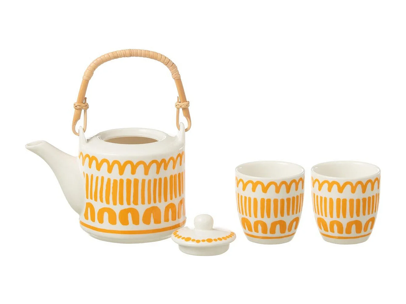 Théière & 2 tasses Design Lignes "Fiesta Sud" 16cm Orange