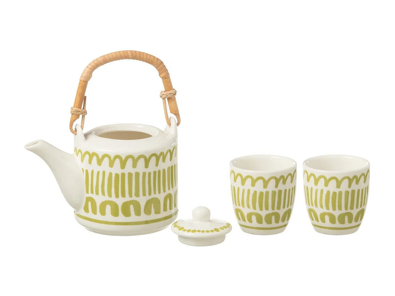 Théière & 2 tasses Design Lignes "Fiesta Sud" 16cm Vert