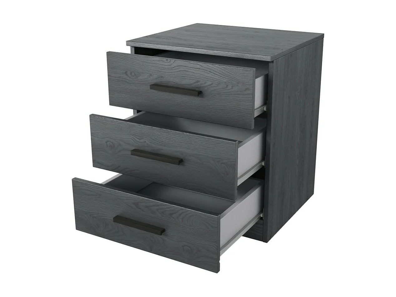 Table de chevet FLOYD – 3 tiroirs – Gris effet bois
