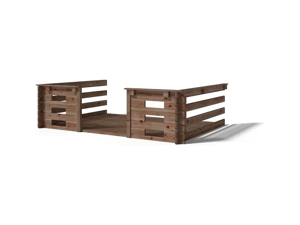 Terrasse en bois avec balustrade pour abri en bois - 6m2 - 3m x 2m - imprégnée - couleur: marron - DOM147 - ALTANKA