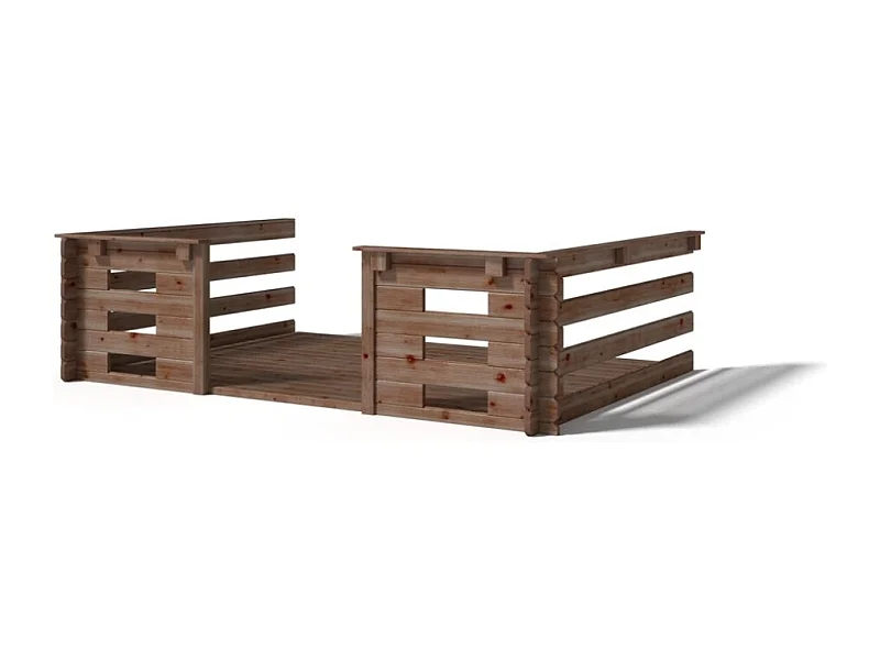 Terrasse en bois avec balustrade pour abri en bois - 6m2 - 3m x 2m - imprégnée - couleur: marron - DOM147 - ALTANKA
