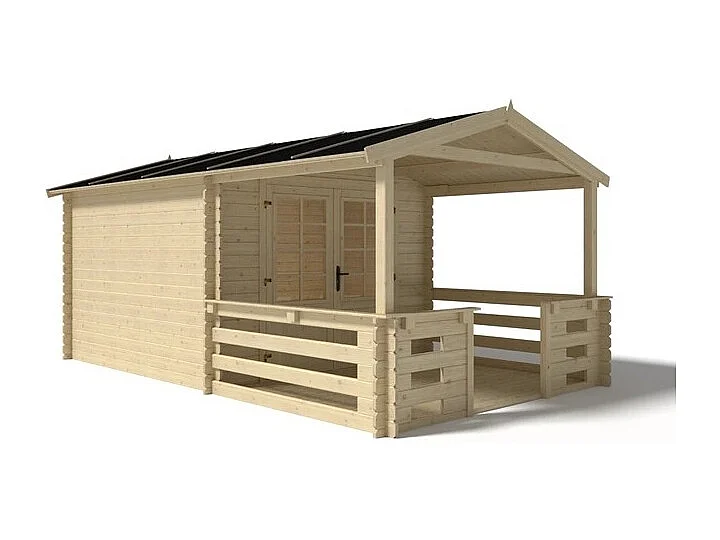 Terrasse en bois avec balustrade pour abri en bois - 6m2 - 3m x 2m - couleur: naturel - DOM142 - ALTANKA