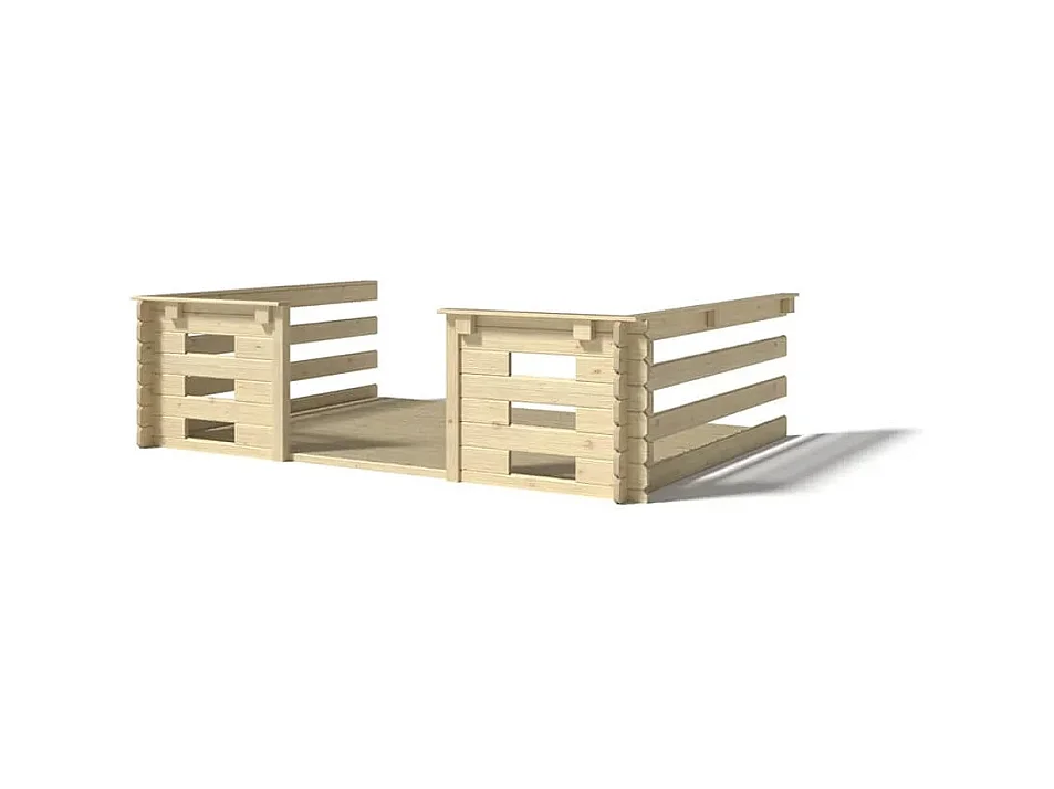 Terrasse en bois avec balustrade pour abri en bois - 6m2 - 3m x 2m - couleur: naturel - DOM142 - ALTANKA