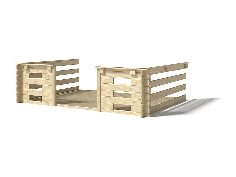 Terrasse en bois avec balustrade pour abri en bois - 6m2 - 3m x 2m - couleur: naturel - DOM142 - ALTANKA