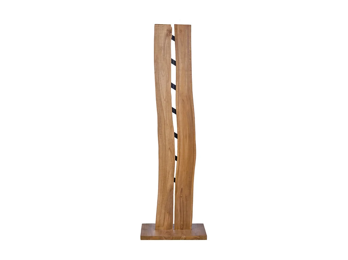 Porte bouteille H. 146 cm en bois de teck avec 7 supports métal - VINO