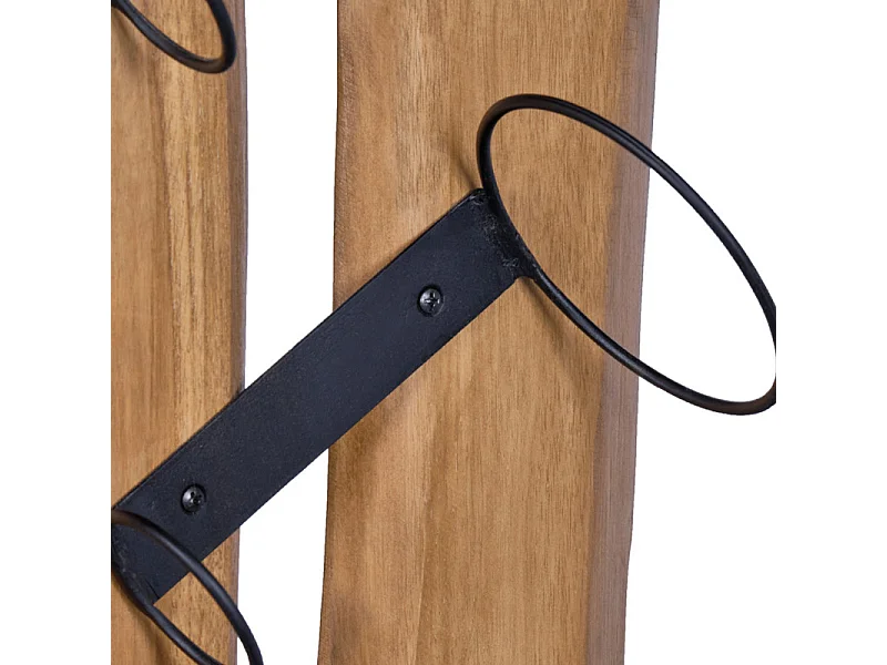 Porte bouteille H. 146 cm en bois de teck avec 7 supports métal - VINO