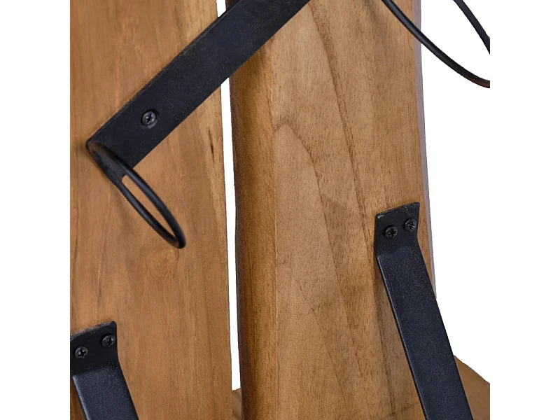 Porte bouteille H. 146 cm en bois de teck avec 7 supports métal - VINO