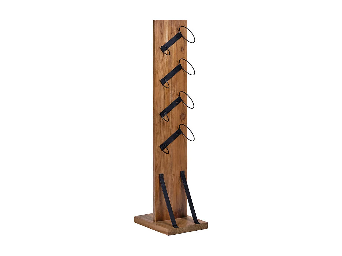 Porte bouteille H. 106 cm en bois de teck avec 4 supports métal - VINO