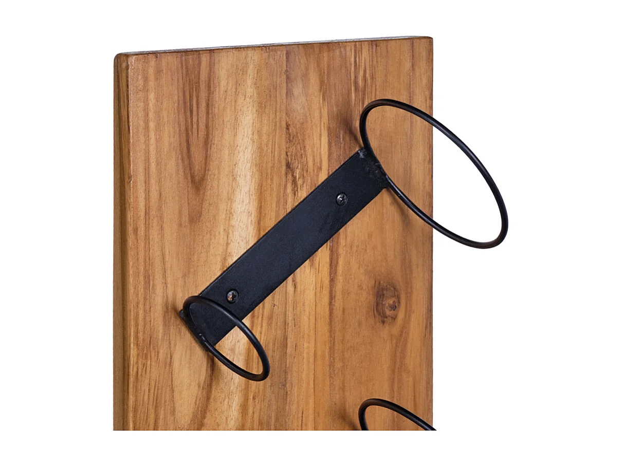 Porte bouteille H. 106 cm en bois de teck avec 4 supports métal - VINO