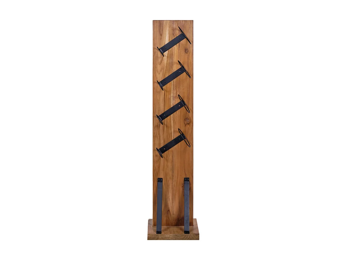 Porte bouteille H. 106 cm en bois de teck avec 4 supports métal - VINO