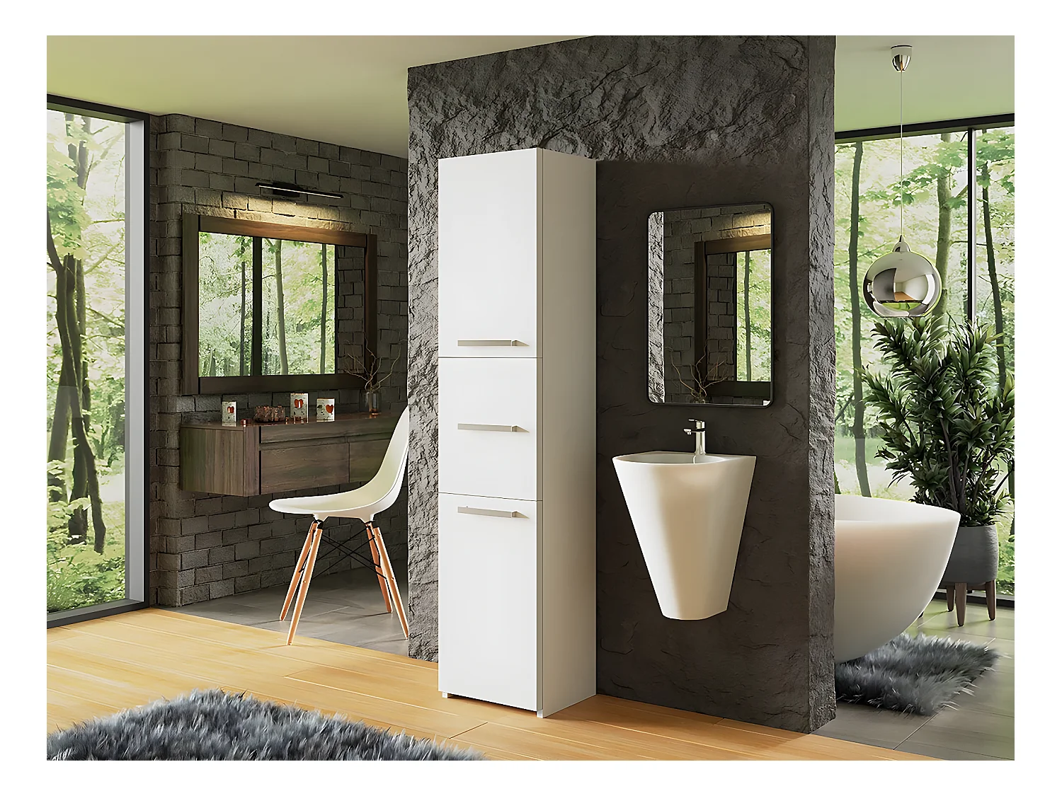 Meuble de salle de bain "Nemezis" - 40 x 30 x 170 cm - Blanc