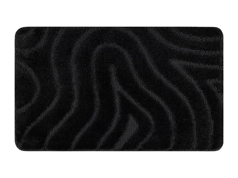 Tapete de banheiro SUPREME WAVES, ondas, antiderrapante, macio - preto 60x100 cm