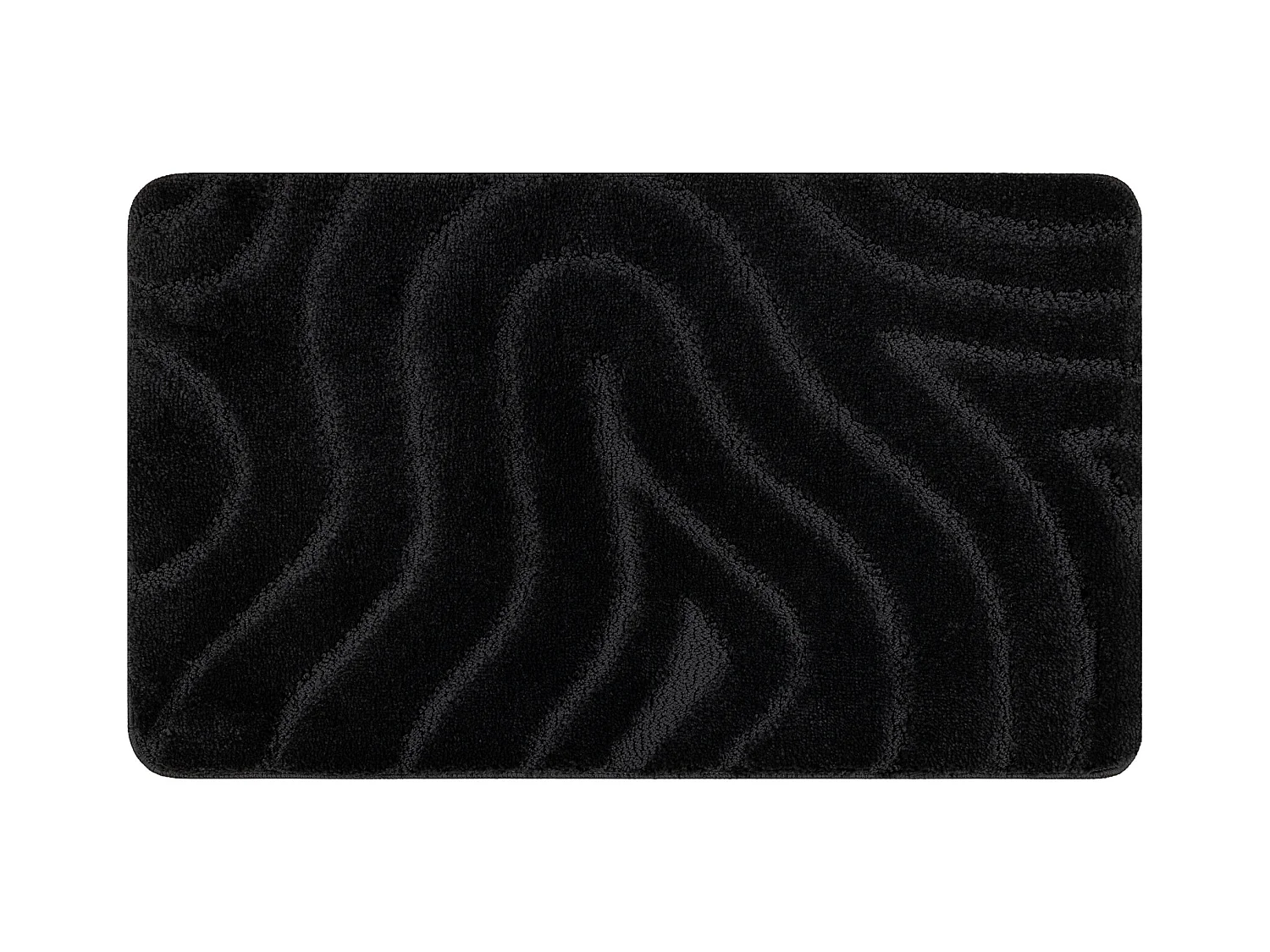 Badteppich SUPREME WAVES, Wellen, rutschfest, weich – schwarz 60x100 cm