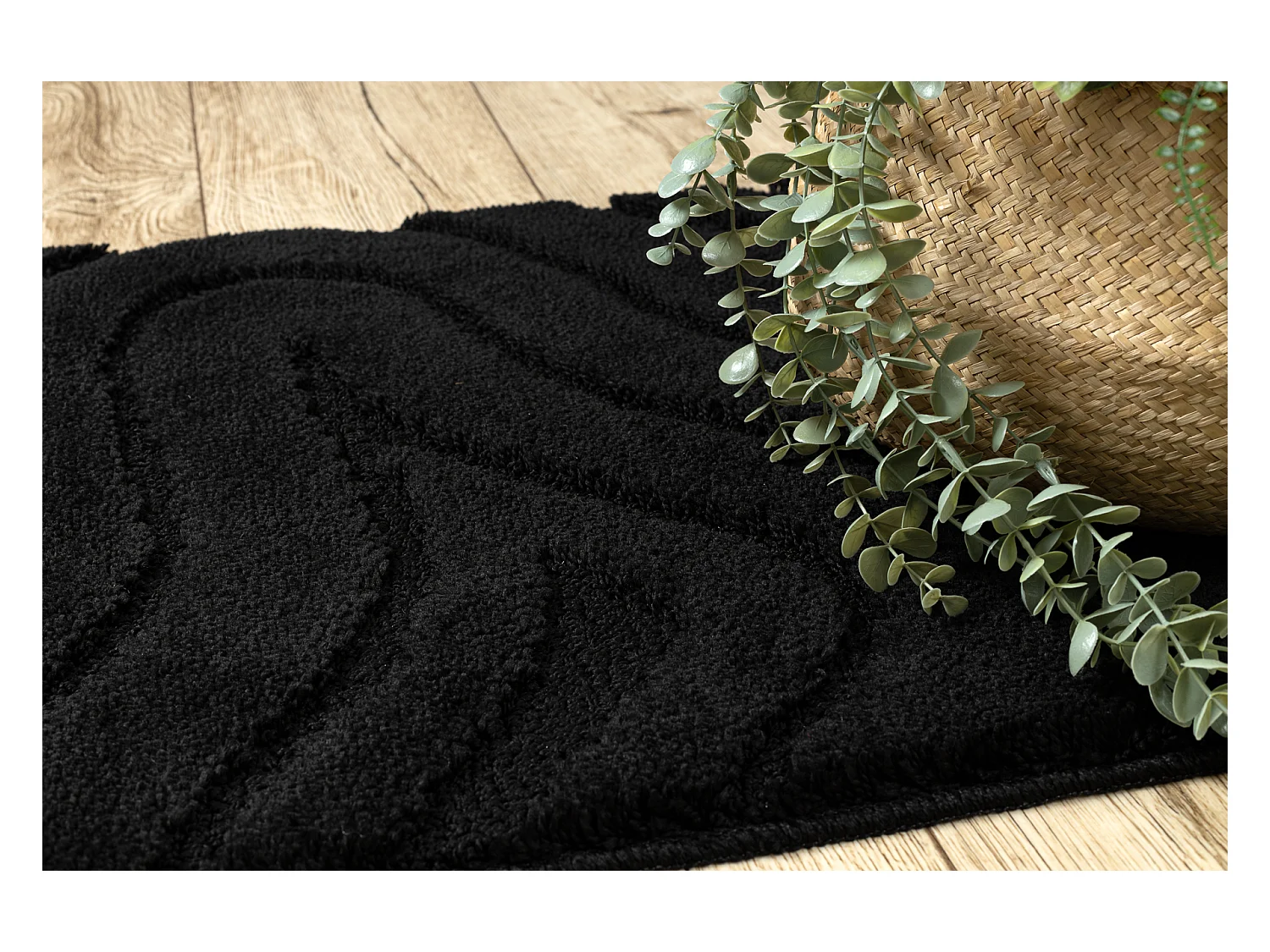 Badteppich SUPREME WAVES, Wellen, rutschfest, weich – schwarz 60x100 cm