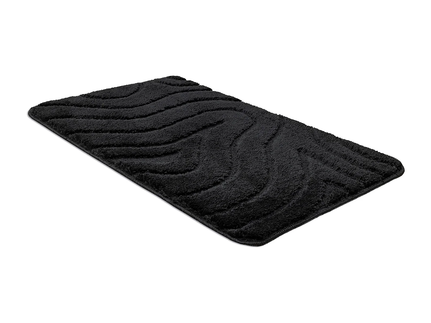 Tappeto da bagno SUPREME WAVES, cerchio, antiscivolo, morbido - nero 50x80 cm