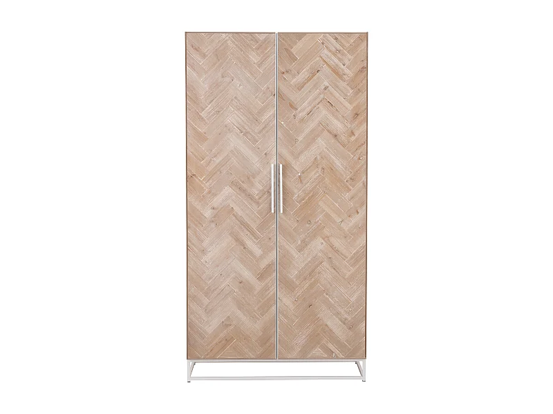 Armoire 2 Portes "Miraza" 185cm Naturel & Blanc