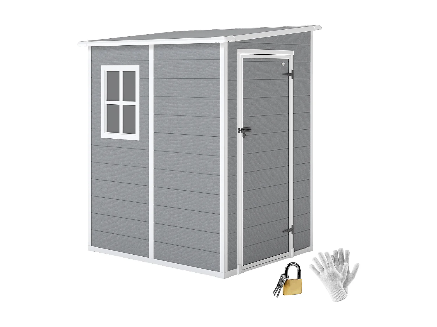 Abri de jardin cabanon 1,54 m² - porte verrouillable, fenêtre, aération - alu. PP gris