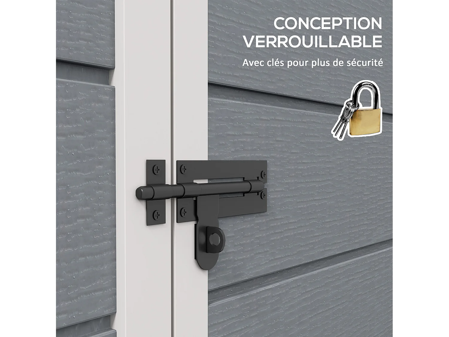 Abri de jardin cabanon 1,54 m² - porte verrouillable, fenêtre, aération - alu. PP gris