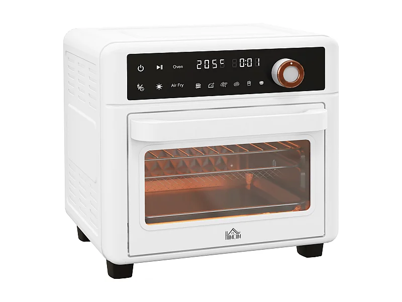 Mini four friteuse à air 2 en 1 - air fryer 1200W 13L - multifonction 12 programmes, timer - accessoires - température réglable - blanc noir