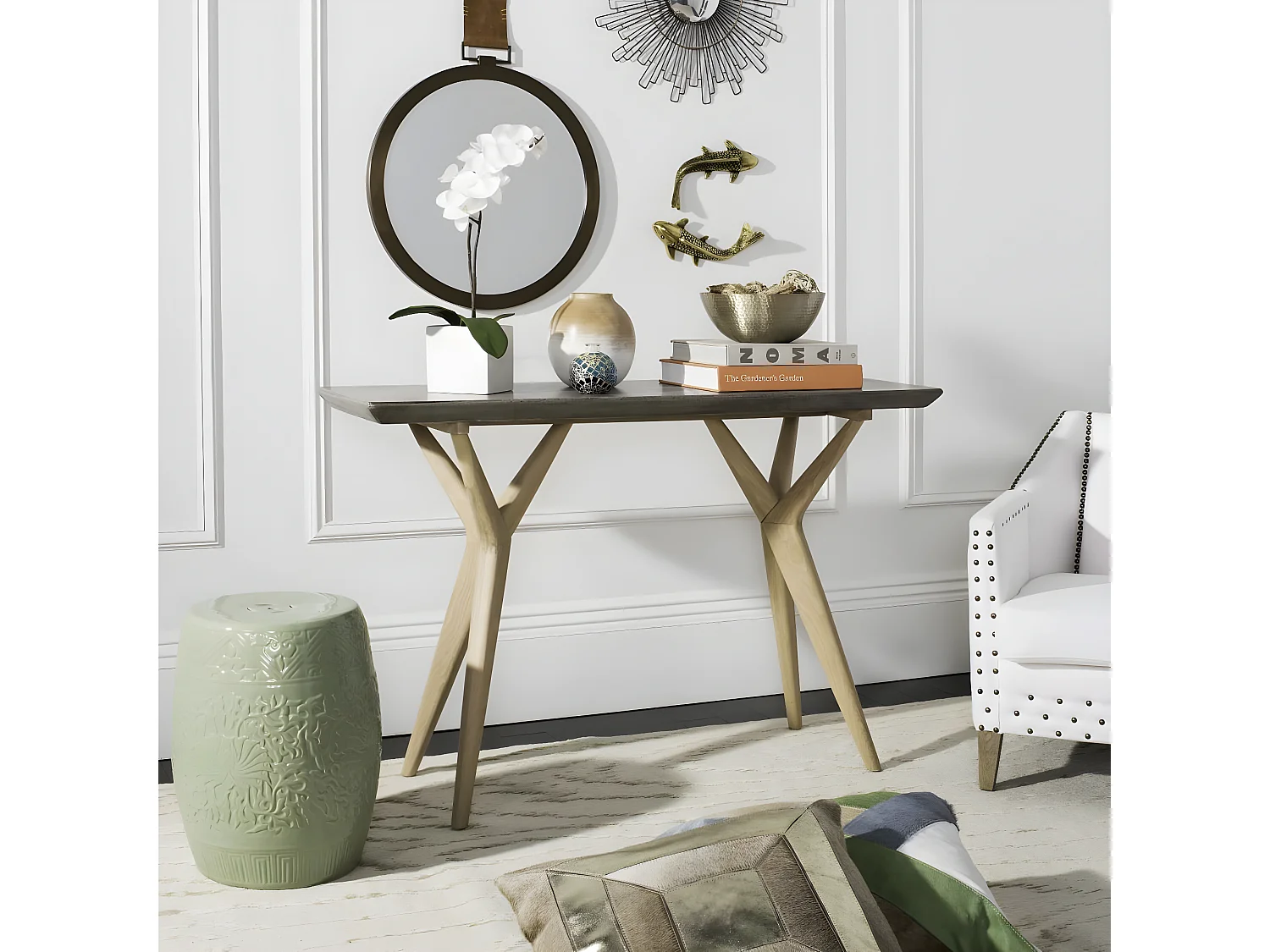 Table console d'extérieur Gris foncé 40 X 120 X 75.99 cm - Lawanda