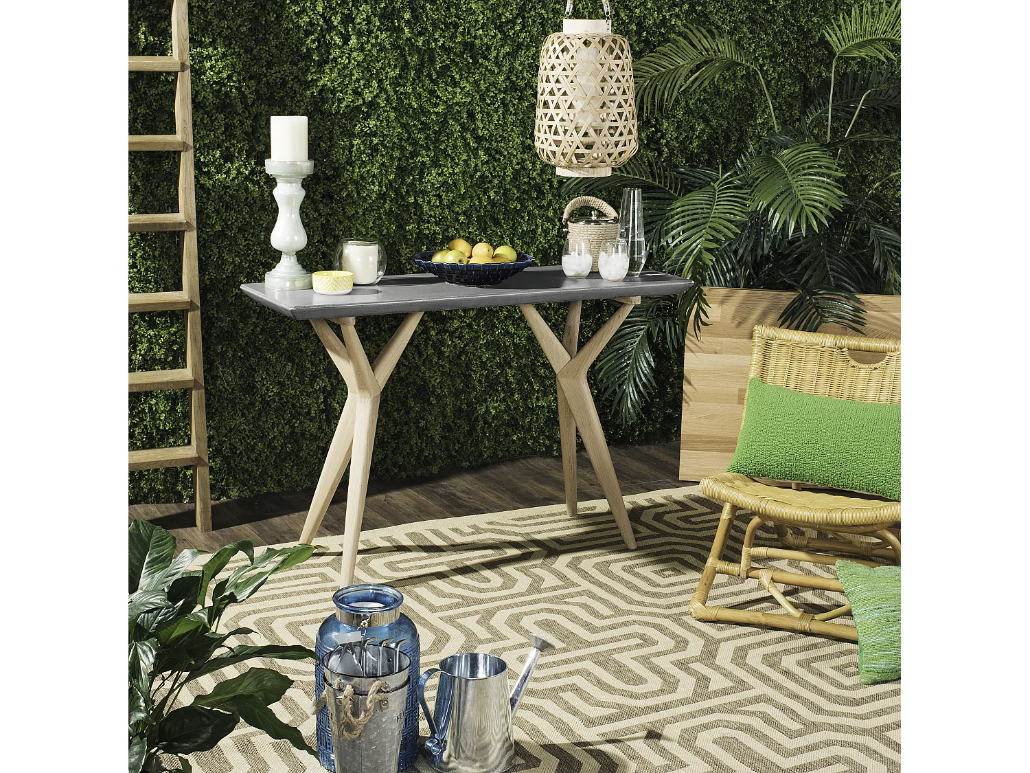 Table console d'extérieur Gris foncé 40 X 120 X 75.99 cm - Lawanda