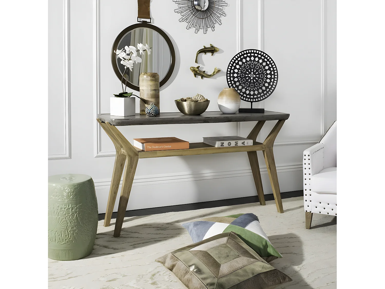 Table console d'extérieur Gris foncé 45 X 140 X 75 cm - Charmaine