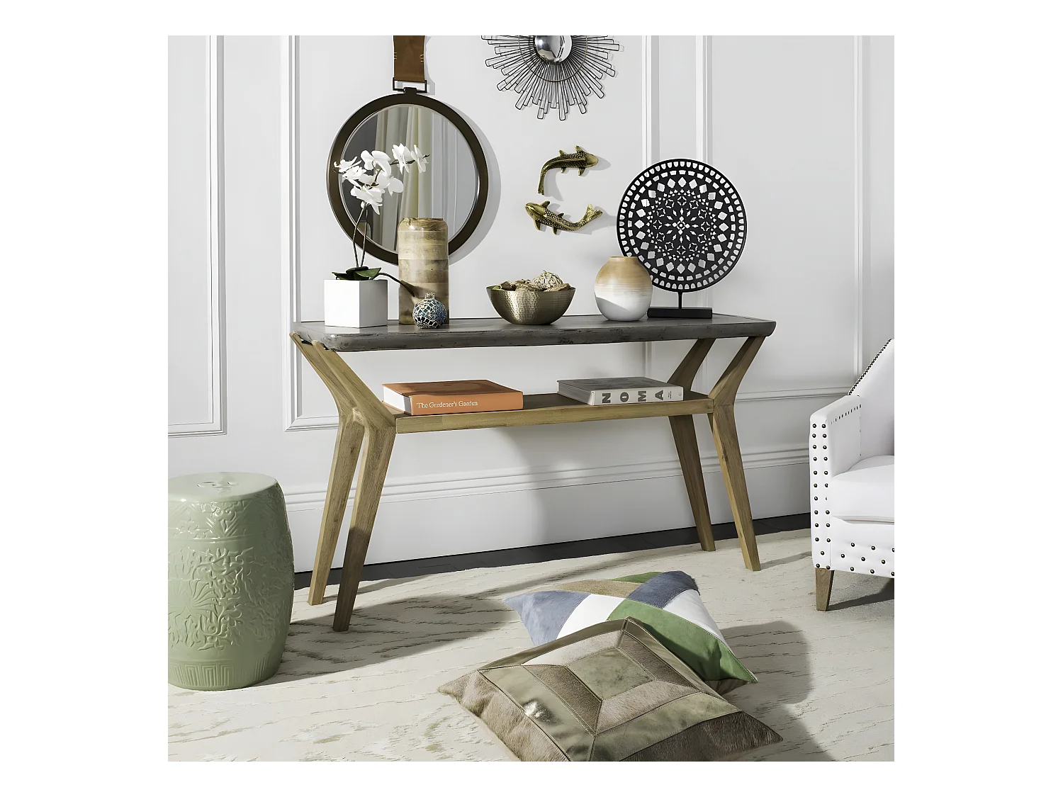 Table console d'extérieur Gris foncé 45 X 140 X 75 cm - Charmaine