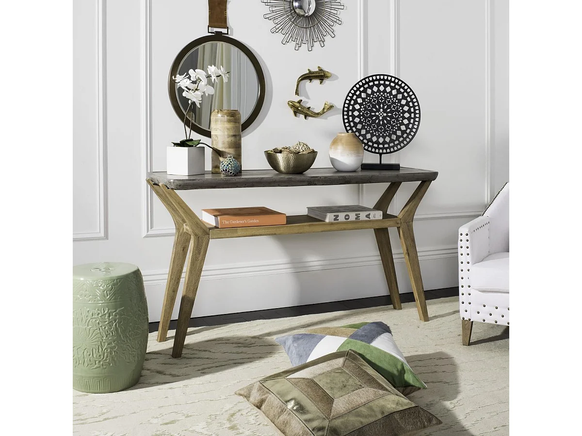 Table console d'extérieur Gris foncé 45 X 140 X 75 cm - Charmaine