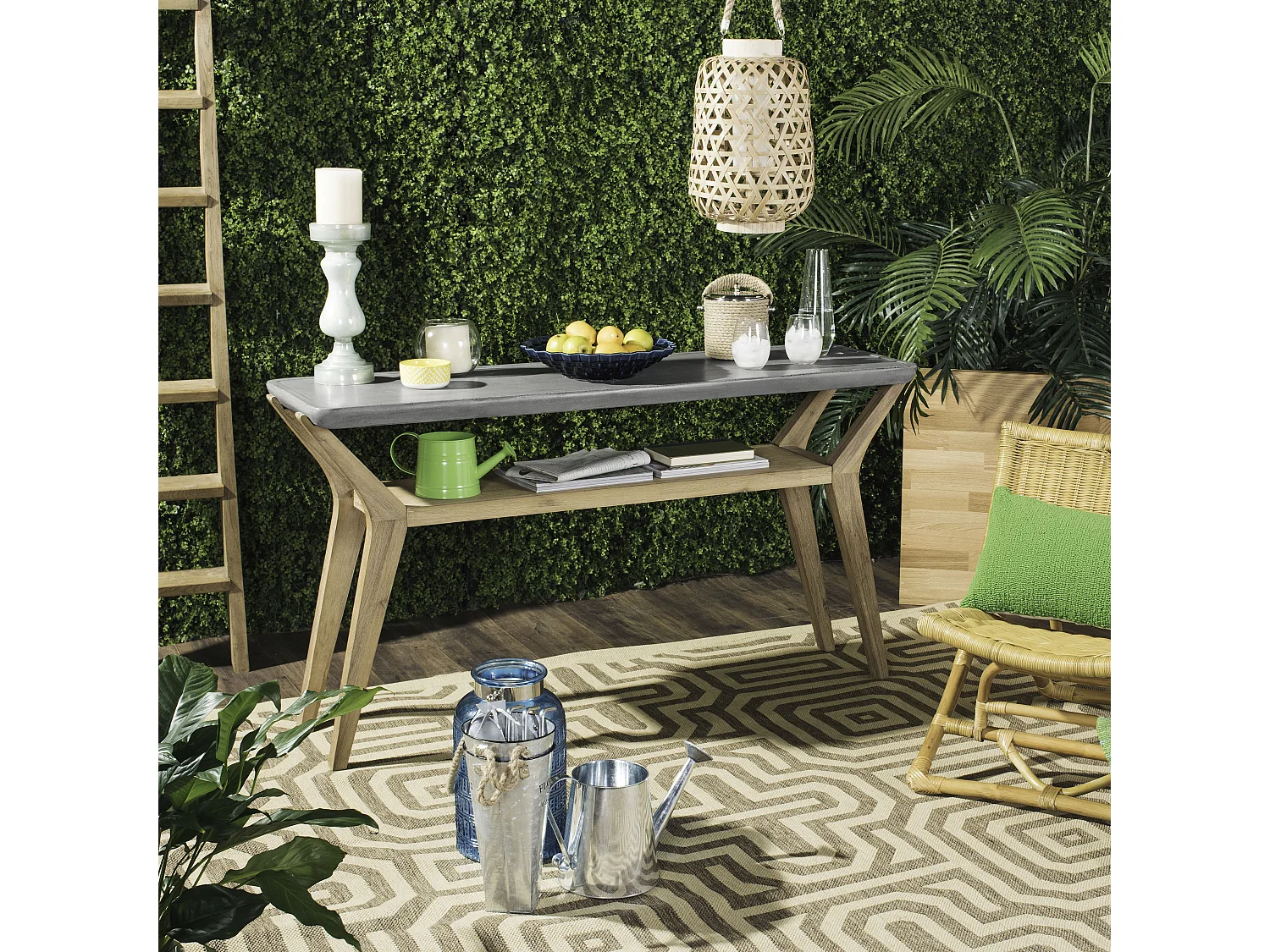 Table console d'extérieur Gris foncé 45 X 140 X 75 cm - Charmaine