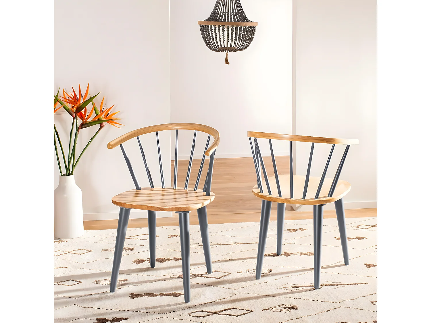 Lot de 2 chaise Naturel & Gris 52 X 54 X 75.94 cm - Wava