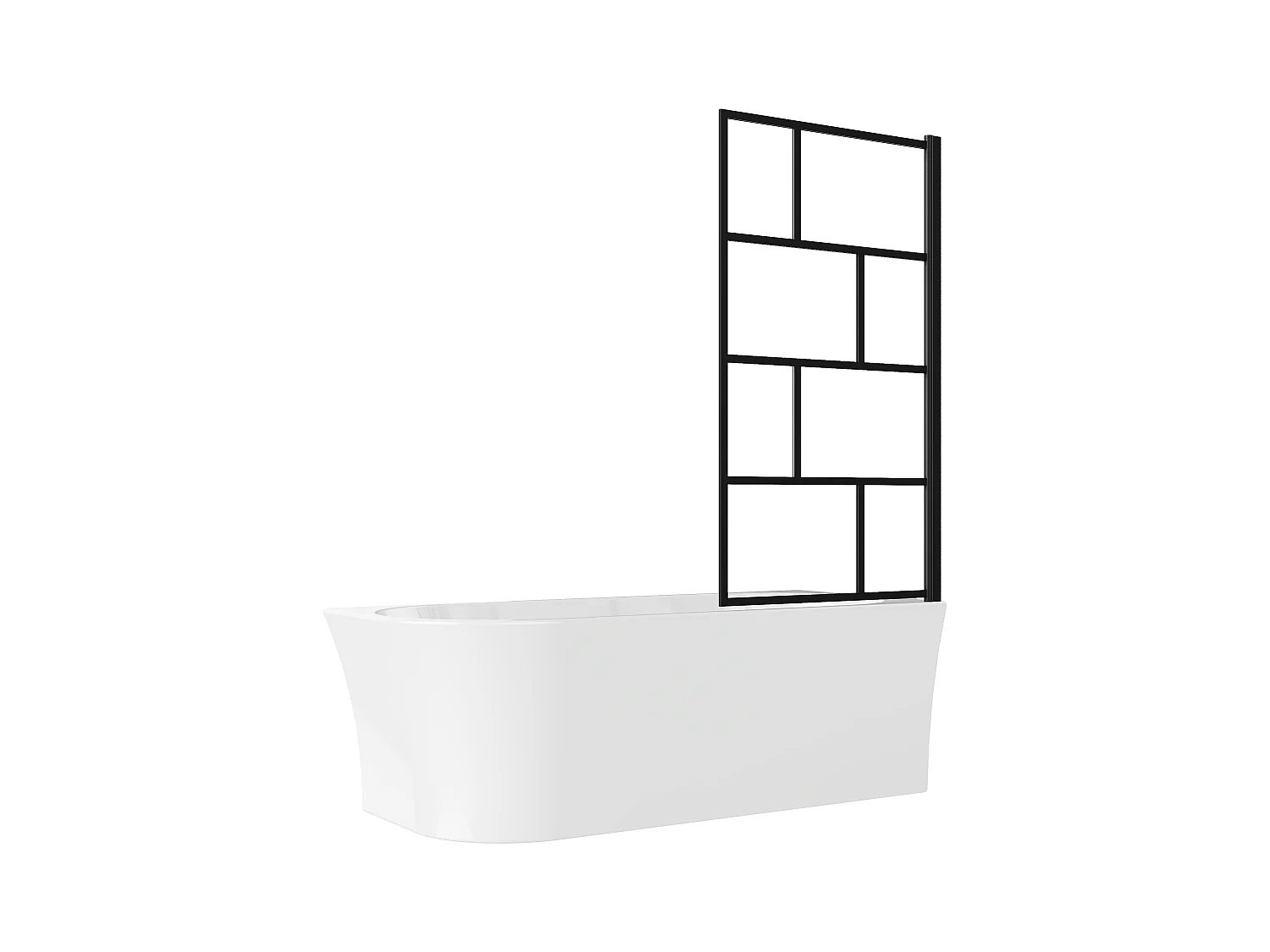 Baignoire douche blanche avec pare baignoire pivotant - 201 L - Angle droit - PONTICOLA