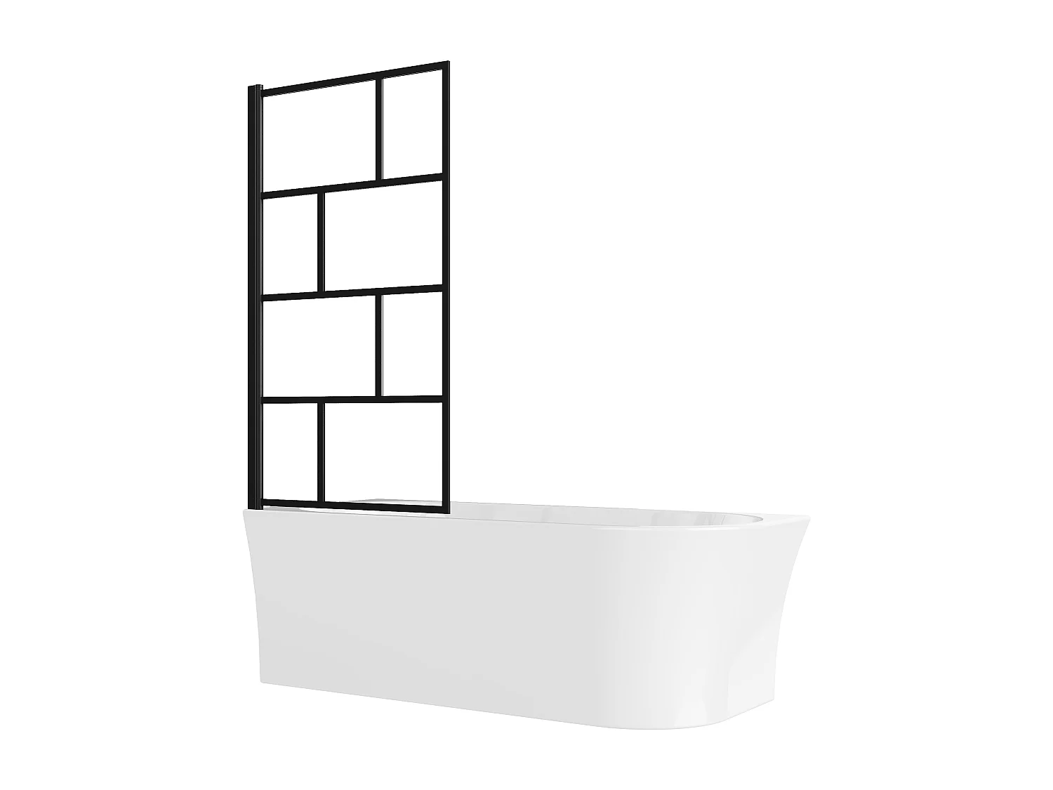 Wit douchebad met draaiend badscherm - 201 liter - Linkse hoek - PONTICOLA