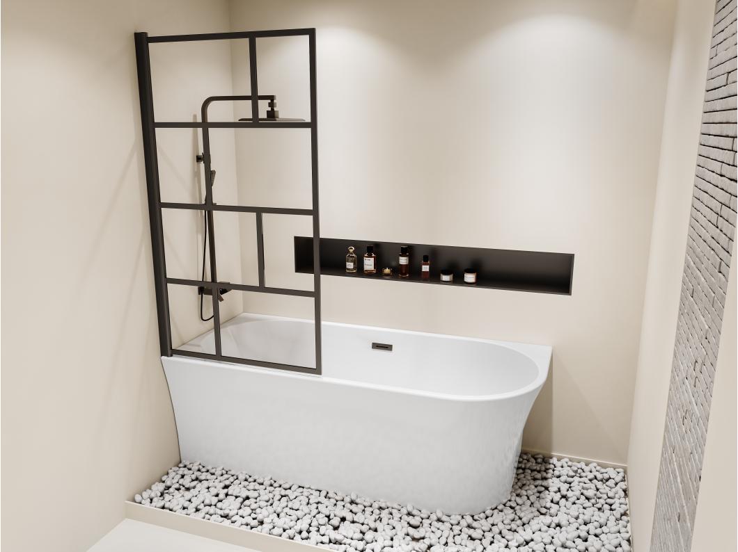 Bañera ducha blanca con mampara giratoria - 201 L - Ángulo izquierdo - PONTICOLA
